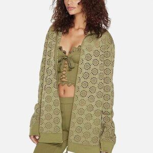 Fenty PUMA by Rihanna Olive Green Zip Up Embroidered Edge Jacket Size Small $240
